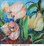 Pale Tulips-2, Dye on Silk